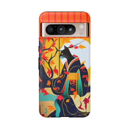Black Cat in Kimono Phone Cases