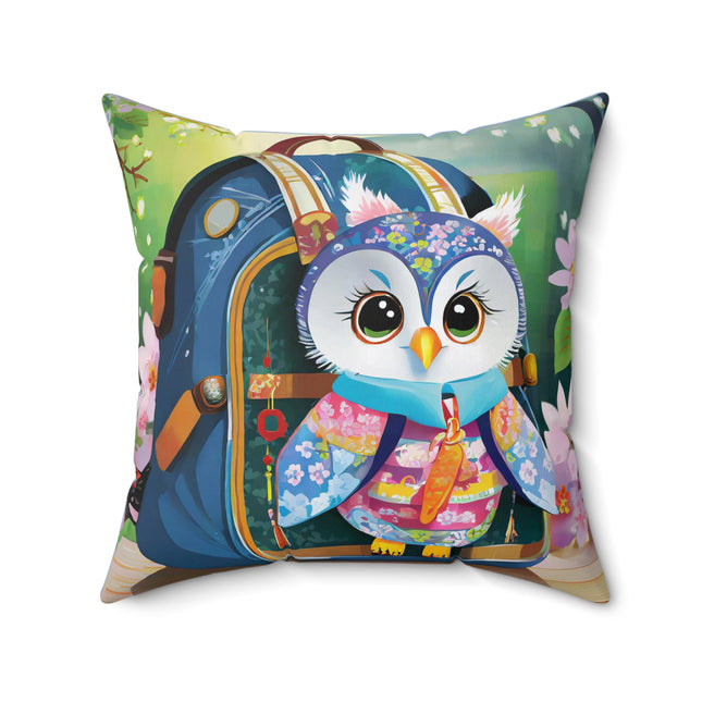 Baby Owl Spun Polyester Square Pillow