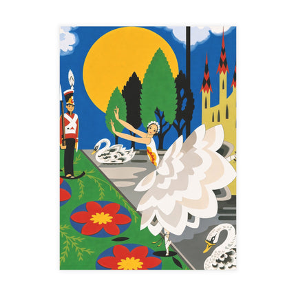 🦢🏰 The Enchanted Swan Ballet Postcards With Envelopes – Art Deco Fairytale Whimsy