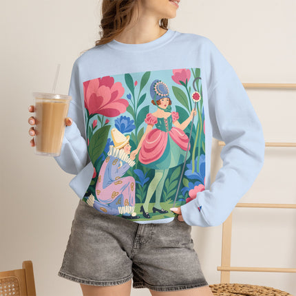 🌸🎭 The Garden Masquerade Crewneck Sweatshirt – Art Deco Floral Whimsy