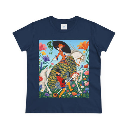 🐎🌸 The Enchanted Garden Riders Cotton Tee – Art Deco Equestrian Whimsy