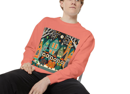 Night of the Trick-or-Treating Owlets Unisex Garment-Dyed Sweatshirt
