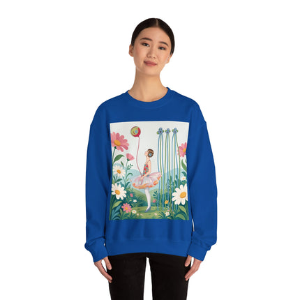 🌼🎈 The Garden Balloon Dancer Crewneck Sweatshirt – Art Deco Floral Whimsy