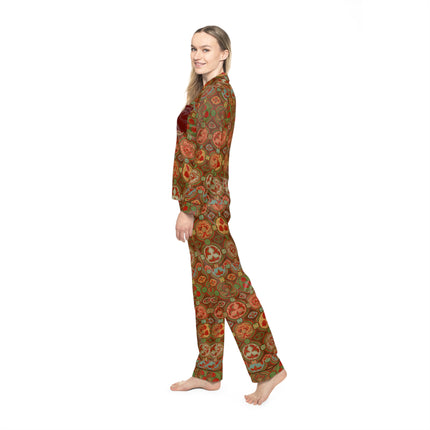 Japanese Fan Pattern by G.A. Audsley Women's Satin Pajamas (AOP)