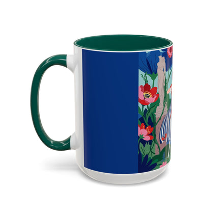 The Lady Of The Scarlet Bow Colorful Mugs – Art Deco Botanical Archer Elegance