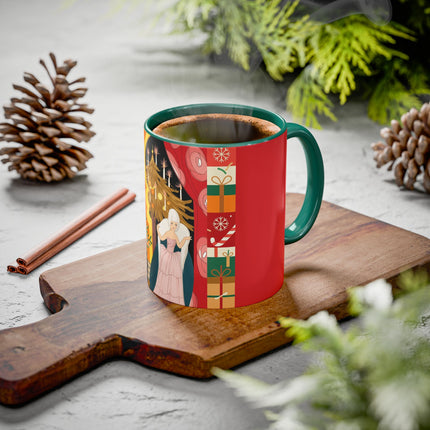 ❤️ The Lady Of The Candlelit Christmas Alcove Colorful Mug – Art Deco Holiday Elegance