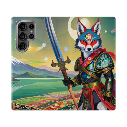 🐕⚔️ Cyberpunk Samurai Dog Flip Case – Futuristic Honor & Kitsune Spirit