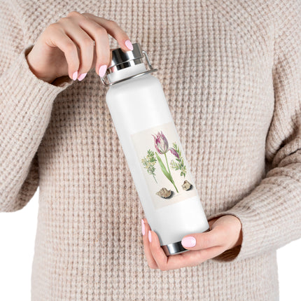 Tulip, Branches of Myrtle, and Shells by Maria Sibylla Merian Copper Vacuum Insulated Bottle, 22oz