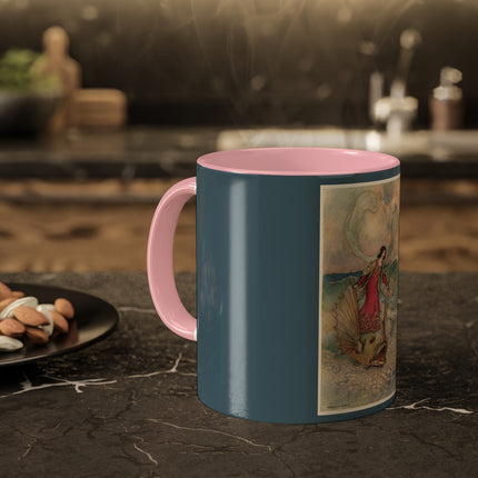 Rita Rides on the Dolphin by Warwick Goble Colorful Mugs, 11oz
