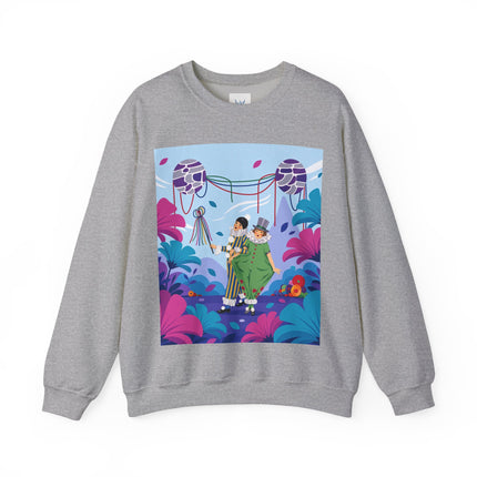 🎭🌸 The Garden Masquerade Crewneck Sweatshirt – Art Deco Floral Whimsy