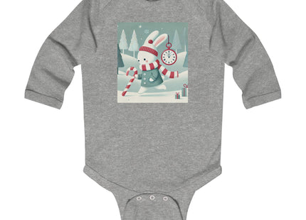 Candy Cane Timekeeper Bunny Infant Long Sleeve Bodysuit