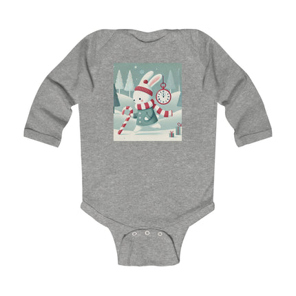 Candy Cane Timekeeper Bunny Infant Long Sleeve Bodysuit