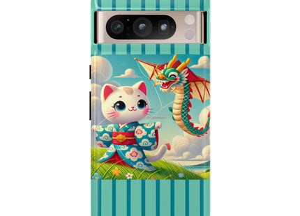 Geisha Kitten and the Dragon Kite Phone Cases