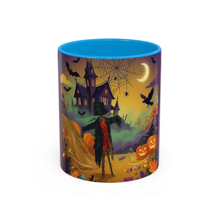 🌙🎃 The Scarecrow Of Haunted Hollow Colorful Mug – Whimsical Halloween Mystery