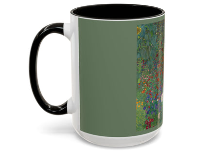 Farm Garden with Sunflowers by Gustav Klimt Colorful Mugs (11oz, 15oz)