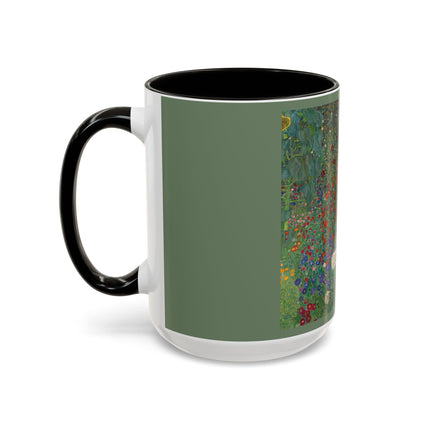 Farm Garden with Sunflowers by Gustav Klimt Colorful Mugs (11oz, 15oz)