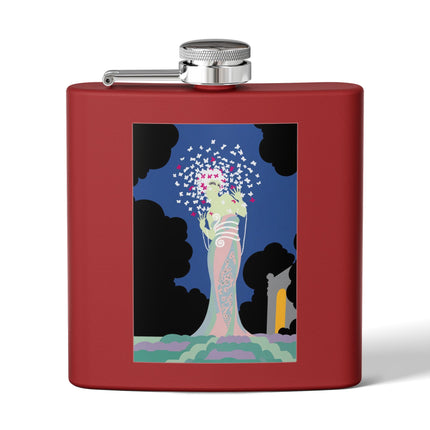 Butterfly Enchantress Stainless Steel Flask – Ethereal Art Deco Magic & Transformation