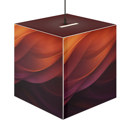 Wave Pattern with Intertwined Hues of Orange, Rose, Maroon, and Purple Light Cube Lamp