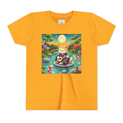 Melodic Kitten by the Koi Pond Youth Short Sleeve Tee