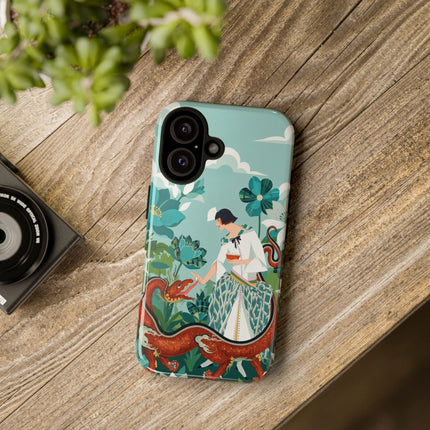 🐉🌿 The Dragon Keeper Phone Case – Art Deco Floral Fantasy