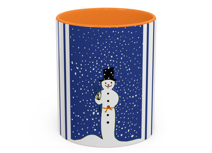 Snowman in Falling Snow Colorful Mugs (11oz, 15oz)
