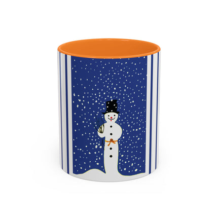 Snowman in Falling Snow Colorful Mugs (11oz, 15oz)