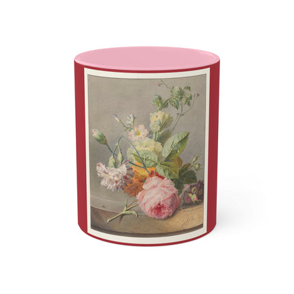 Floral Still Life by Georgius Jacobus Johannes van Os Colorful Mugs, 11oz