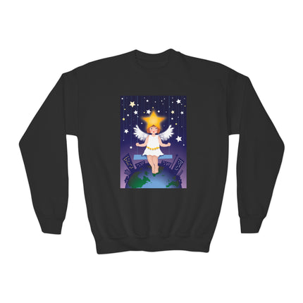 Celestial Magic Youth Crewneck Sweatshirt – Dreamy Night Sky & Angelic Wonder