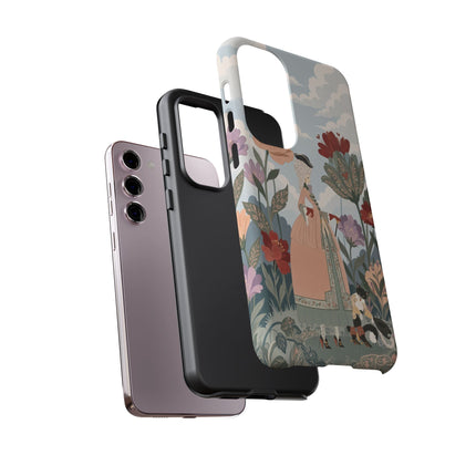 🌹🐈 The Lady And Puss In Boots Phone Case – Art Deco Floral Whimsy