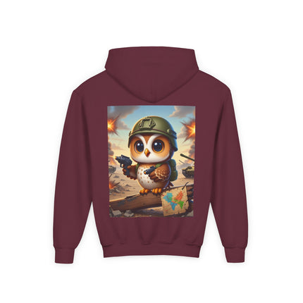 Owl on the Front Lines Youth Hooded Sweatshirt – Courage, Wisdom & Quiet Strength