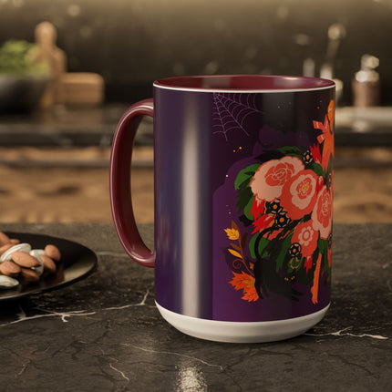 🌹🎃 The Lady Of The Haunted Rose Garden Colorful Mug – Romantic Halloween Charm
