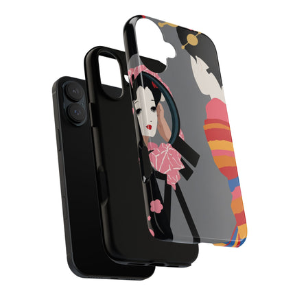Geisha Mirror Phone Case – Elegant Reflection & Timeless Beauty