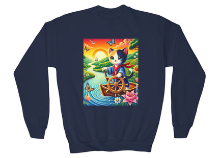 Sailor Kitten’s River Adventure Youth Crewneck Sweatshirt