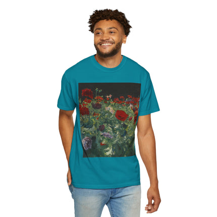 Poppies (A Study of Poppies for Carnation, Lily, Lily, Rose) by John Singer Sargent Unisex Garment-Dyed T-shirt
