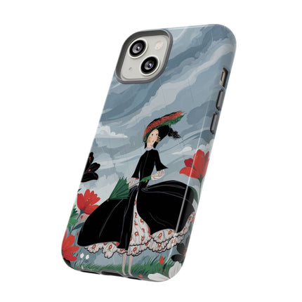 🌧️🌺 The Stormy Flower Walk Phone Case – Art Deco Floral Fashion