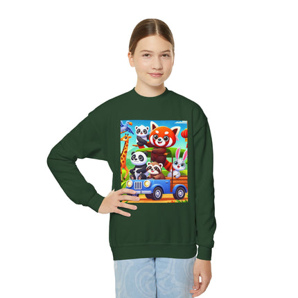 Safari Friends on the Move Youth Crewneck Sweatshirt – Adventure, Friendship & Playful Energy