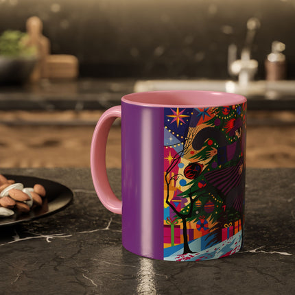 🎄✨ Christmas Among The Twinkling Trees Colorful Mug – Art Deco Holiday Fantasy
