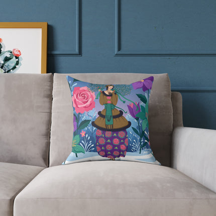 🌹❄️ The Holly Rose Of Winter Square Pillow – Art Deco Christmas Garden