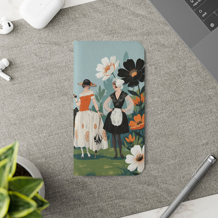 🌼🖤 The Ladies Of The Garden Promenade Flip Case – Art Deco Floral Fashion