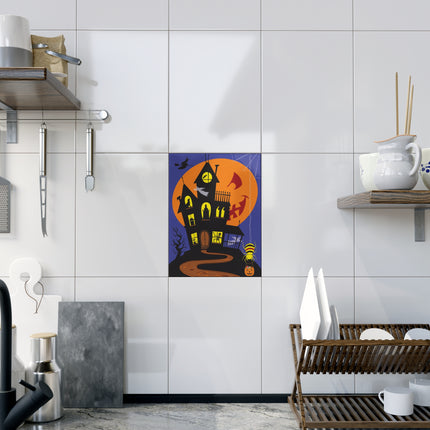 Halloween Night at the Haunted House Ceramic Tile