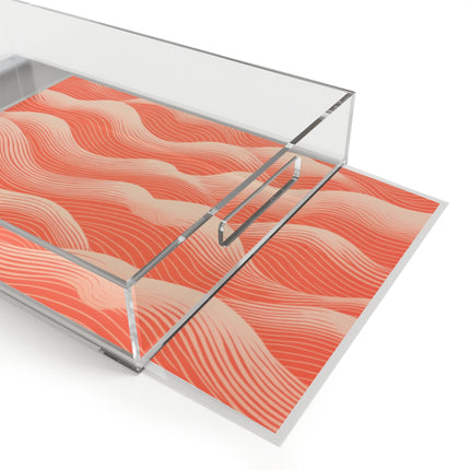 Hues of Orange and Beige Wave Pattern Acrylic Serving Tray