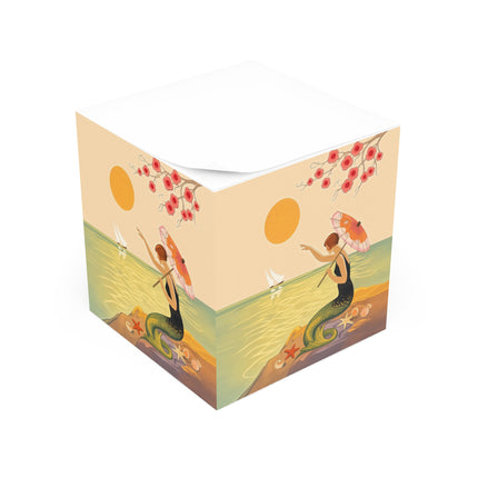 🌈☂️ Beneath The Rainbow Tree Note Cube – Art Deco Spring Fantasy