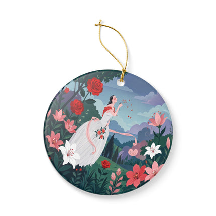 🌹💌 The Garden Of Blown Kisses Ceramic Ornament – Art Deco Floral Romance