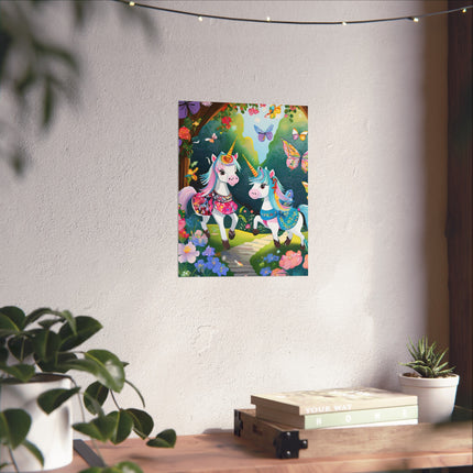 Baby Unicorns and Fluttering Butterflies Fine Art Posters
