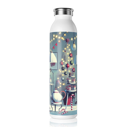Whimsical Christmas Tea Party Slim Water Bottle