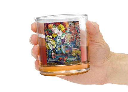 Fish, Fruits, and Flowers by Kathryn E. Cherry Latte Rocks Glass, 10oz
