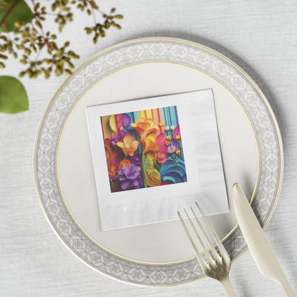 The Graceful Freesia White Coined Napkins