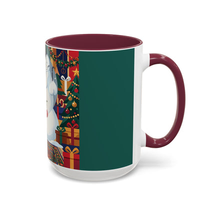 ☃️🎄 The Snowman's Christmas Companion Colorful Mug – Art Deco Holiday Fantasy