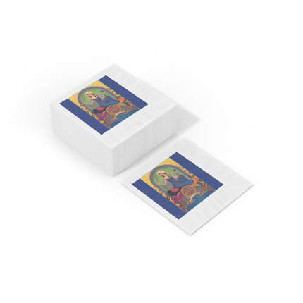 December & Tanzanite Zodiac White Coined Napkins
