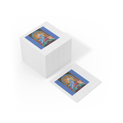 September & Sapphire Zodiac White Coined Napkins